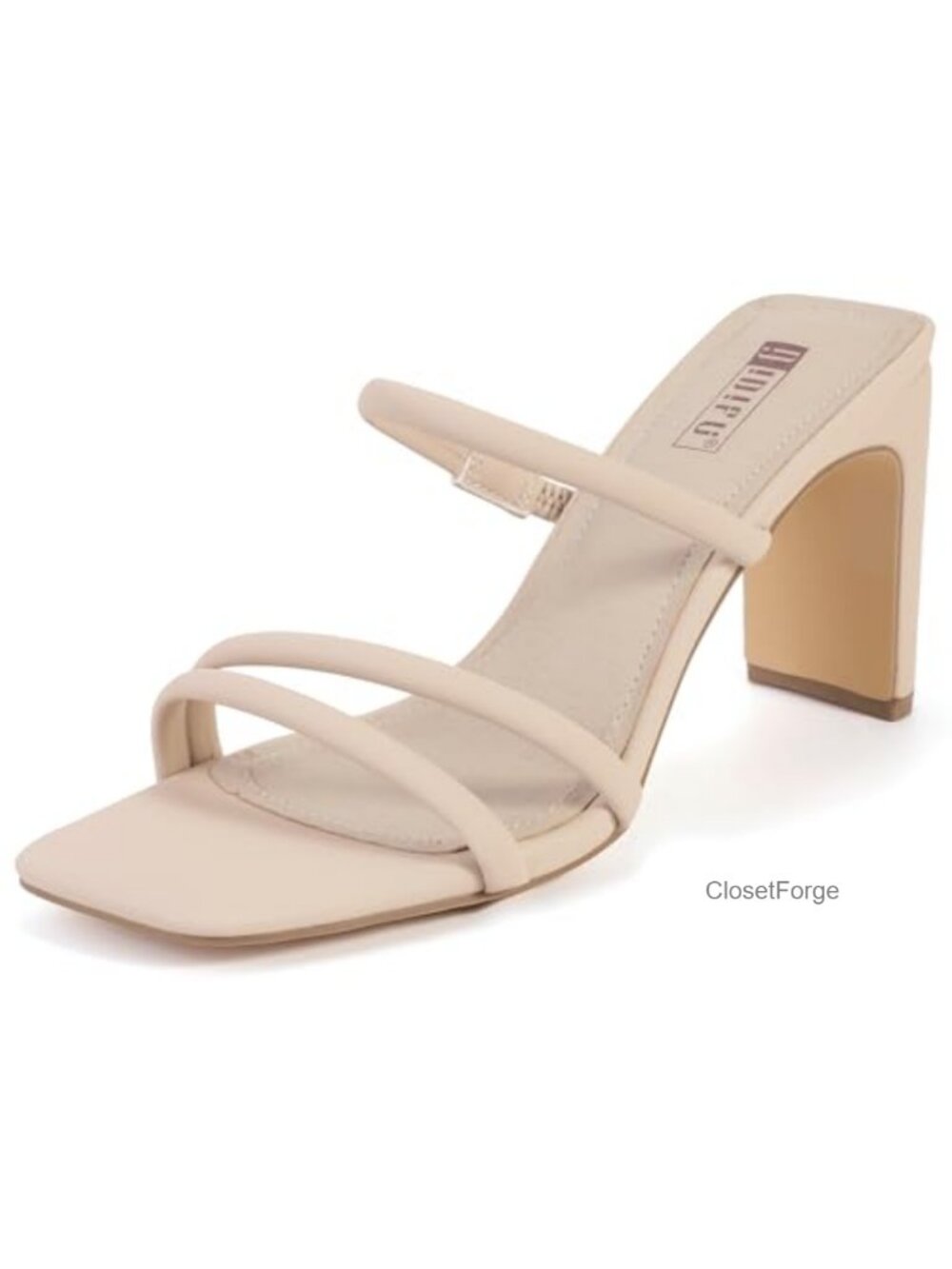 Strappy Chunky Heel Sandals Square Toe Slip On Dress Heels